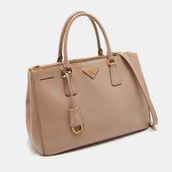 Prada Rose Poudre Saffiano Lux Leather Medium Double Zip Tote
