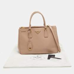 Prada Rose Poudre Saffiano Lux Leather Medium Double Zip Tote