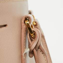 Prada Rose Poudre Saffiano Lux Leather Medium Double Zip Tote