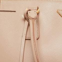 Prada Rose Poudre Saffiano Lux Leather Medium Double Zip Tote