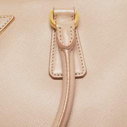 Prada Rose Poudre Saffiano Lux Leather Medium Double Zip Tote