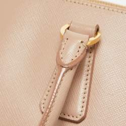 Prada Rose Poudre Saffiano Lux Leather Medium Double Zip Tote