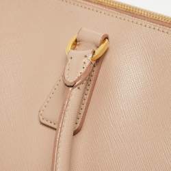 Prada Rose Poudre Saffiano Lux Leather Medium Double Zip Tote