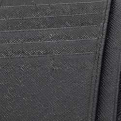 Pre Owned Prada Black Saffiano Leather Zip Around Compact Wallet