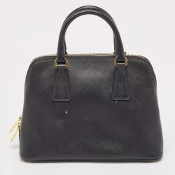 Prada Black Saffiano Lux Leather Small Promenade Satchel