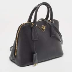 Prada Black Saffiano Lux Leather Small Promenade Satchel