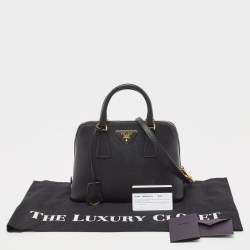 Prada Black Saffiano Lux Leather Small Promenade Satchel