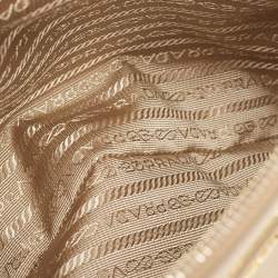 Pre Owned Prada Beige Saffiano Lux Leather Small Double Zip Tote