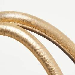 Pre Owned Prada Gold Vitello Daino Leather Large Bauletto Bag