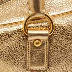 Pre Owned Prada Gold Vitello Daino Leather Large Bauletto Bag