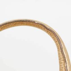 Pre Owned Prada Gold Vitello Daino Leather Large Bauletto Bag