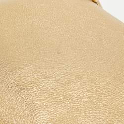 Pre Owned Prada Gold Vitello Daino Leather Large Bauletto Bag