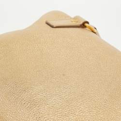 Pre Owned Prada Gold Vitello Daino Leather Large Bauletto Bag