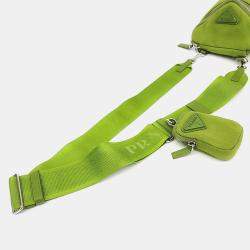 Prada Green Nylon Canapa Bucket Bag