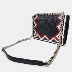 Pre Owned Prada Black Mesh Madras Chain Shoulder Bag