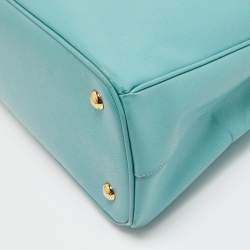 Prada Turquoise Blue Saffiano Leather Medium Middle Zip Tote