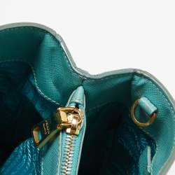 Prada Turquoise Blue Saffiano Leather Medium Middle Zip Tote