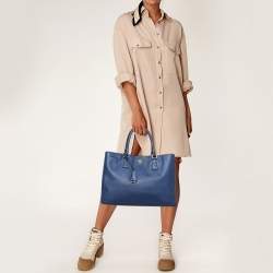 Pre Owned Prada Blue Saffiano Leather Large Gardener's Tote