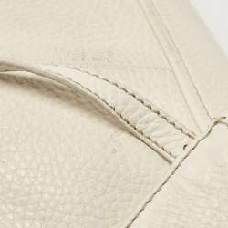 Pre Owned Prada Off White Vitello Daino Leather Side Pockets Tote