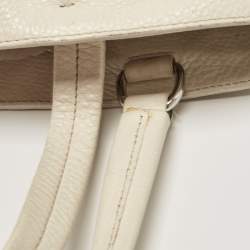 Pre Owned Prada Off White Vitello Daino Leather Side Pockets Tote