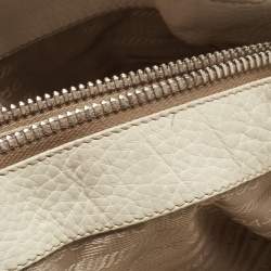 Pre Owned Prada Off White Vitello Daino Leather Side Pockets Tote