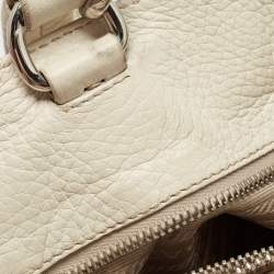 Pre Owned Prada Off White Vitello Daino Leather Side Pockets Tote
