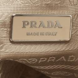 Pre Owned Prada Off White Vitello Daino Leather Side Pockets Tote