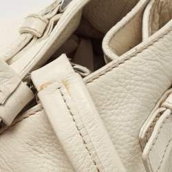 Pre Owned Prada Off White Vitello Daino Leather Side Pockets Tote