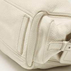 Pre Owned Prada Off White Vitello Daino Leather Side Pockets Tote