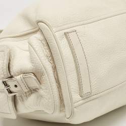Pre Owned Prada Off White Vitello Daino Leather Side Pockets Tote