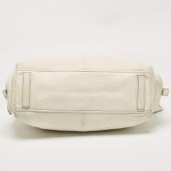 Pre Owned Prada Off White Vitello Daino Leather Side Pockets Tote