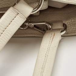 Pre Owned Prada Off White Vitello Daino Leather Side Pockets Tote