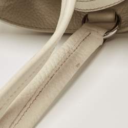 Pre Owned Prada Off White Vitello Daino Leather Side Pockets Tote