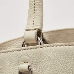 Pre Owned Prada Off White Vitello Daino Leather Side Pockets Tote