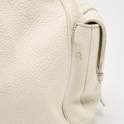 Pre Owned Prada Off White Vitello Daino Leather Side Pockets Tote