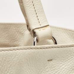 Pre Owned Prada Off White Vitello Daino Leather Side Pockets Tote