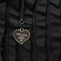 Prada Black Nylon and Leather Ruffle Tote