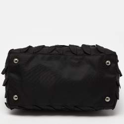 Prada Black Nylon and Leather Ruffle Tote