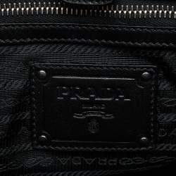 Prada Black Nylon and Leather Ruffle Tote