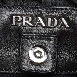 Prada Black Nylon and Leather Ruffle Tote
