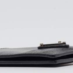 Prada Black Brushed Leather Chain Card Holder