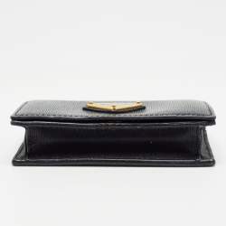 Prada Black Move Leather Logo Flap Card Holder