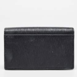 Prada Black Move Leather Logo Flap Card Holder