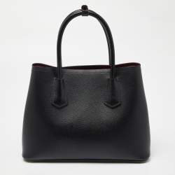 Pre Owned Prada Black Saffiano Cuir Leather Small Double Handle Tote
