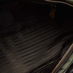 Pre Owned Prada Green/Brown Gaufre Nylon and Leather Tote