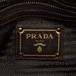 Pre Owned Prada Green/Brown Gaufre Nylon and Leather Tote