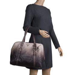 Pre Owned Prada Grey Ombre Glace Calf Leather Tote 