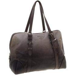 Pre Owned Prada Grey Ombre Glace Calf Leather Tote 
