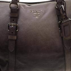 Pre Owned Prada Grey Ombre Glace Calf Leather Tote 