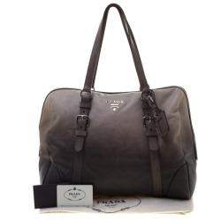Pre Owned Prada Grey Ombre Glace Calf Leather Tote 